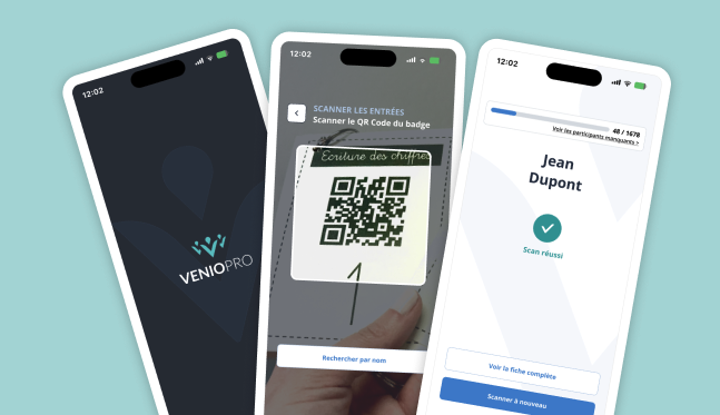 “VENIO PRO”, l’application mobile pour gérer l’accueil de vos participants